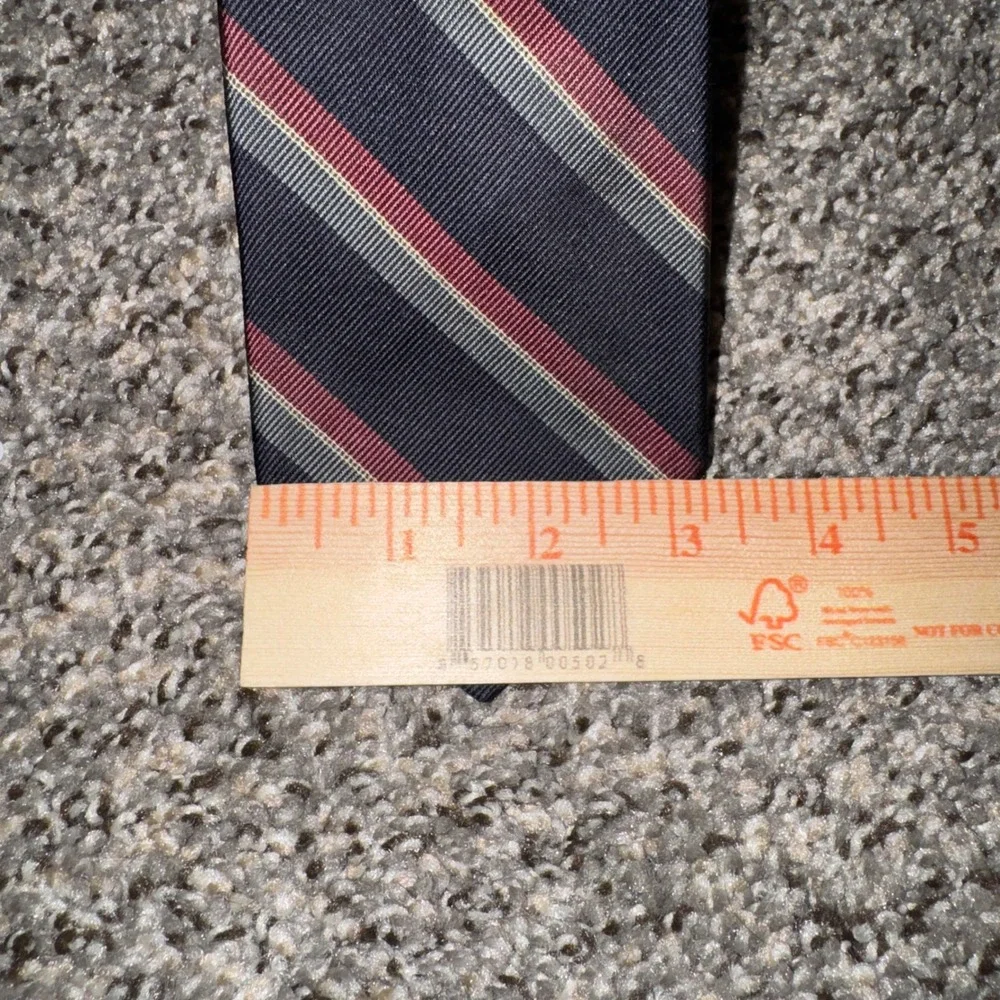Robert Talbott Norton Ditto Silk Tie Navy Burgundy Striped Hand Sewn England 57